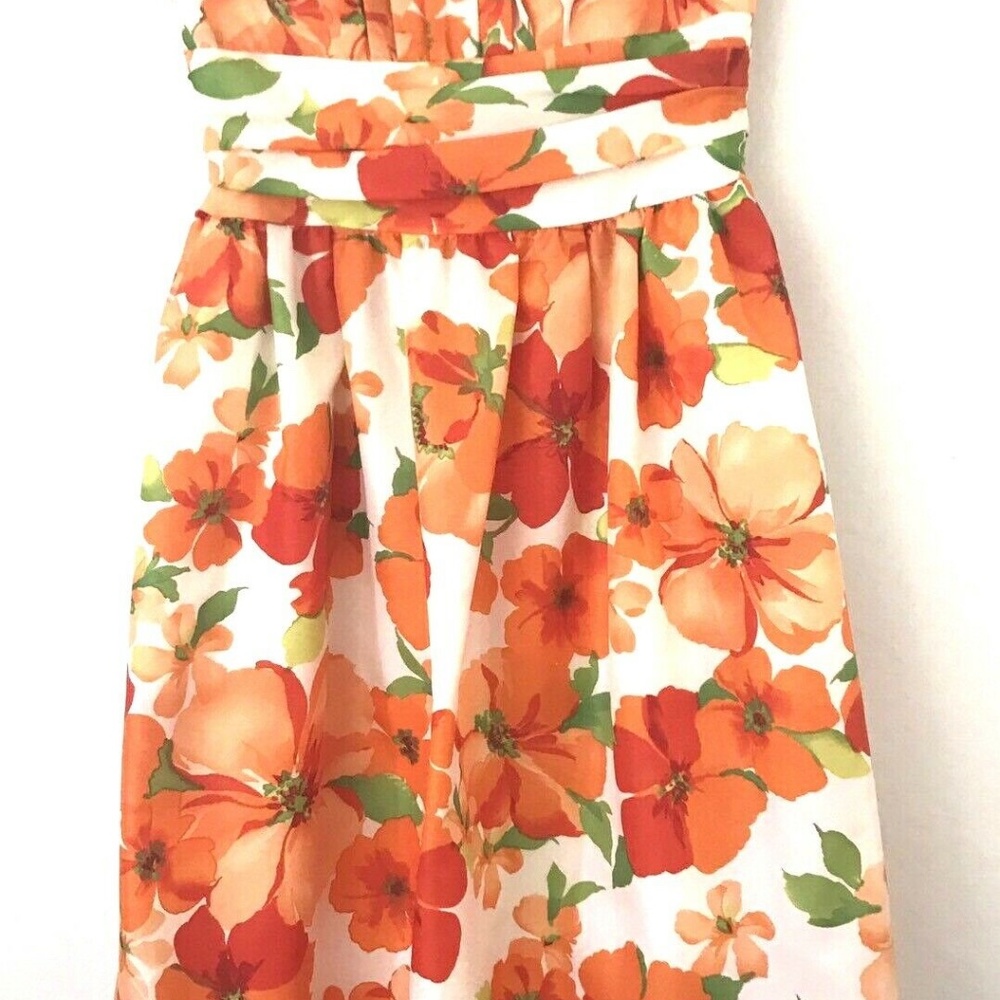 David Bridal Womens Size 2 Orange Floral Strapless